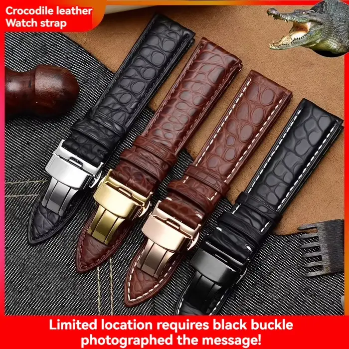 Bracelet en peau de crocodile véritable pour homme et femme