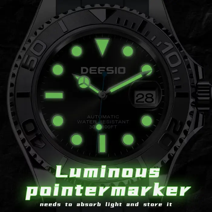 Deesio montre mécanique automatique hommes de luxe en acier inoxydable calendrier montre-bracelet étanche