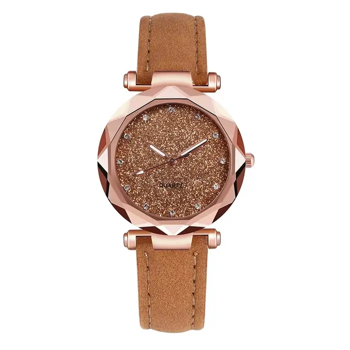 Montre en or rose avec strass pour femmes, élégante et sophistiquée pour occasions spéciales et tous les jours