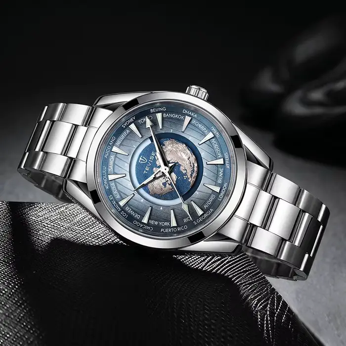 Montre automatique à motif terrestre pour homme