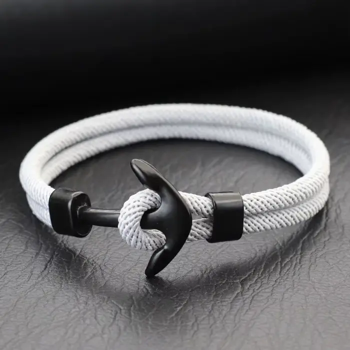 Bracelet ancre pour hommes, avec ficelle de 4mm de qualité, fait à la main, en corde nautique, dispo