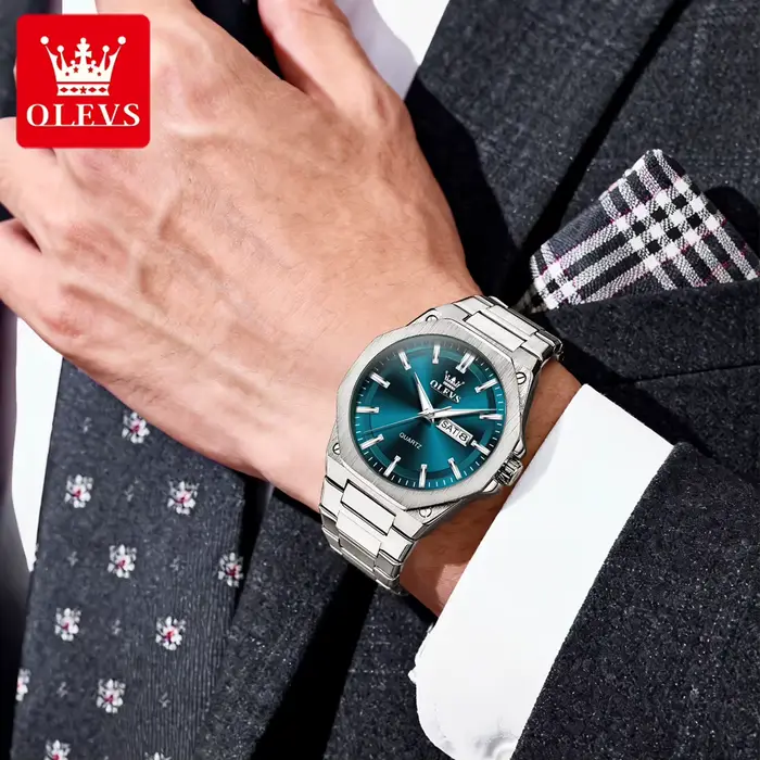 Montre à quartz OLEVS 3733 avec affichage lumineux nocturne et résistance à l'eau pour hommes occasions professionnelles et sportives
