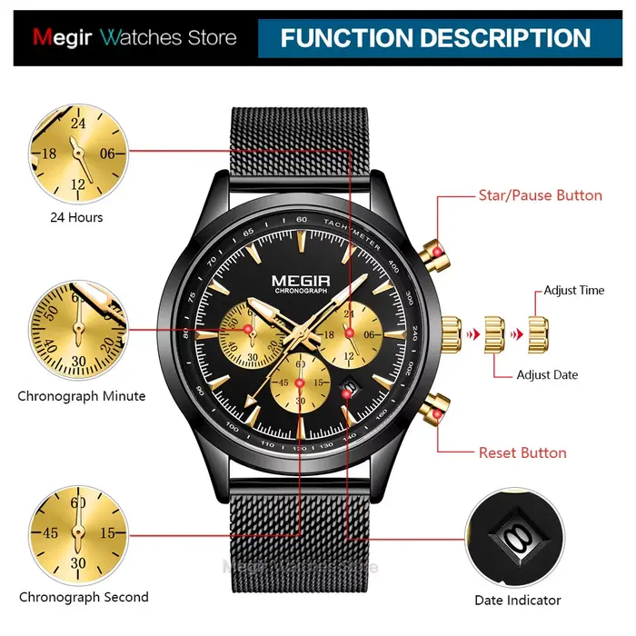 MEGIR – montre-bracelet de sport militaire pour homme