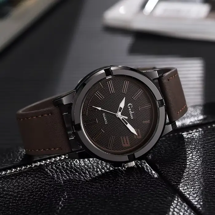 Grand cadran nouveauté mode décontracté hommes montre à Quartz 2025 haute qualité bracelet en cuir