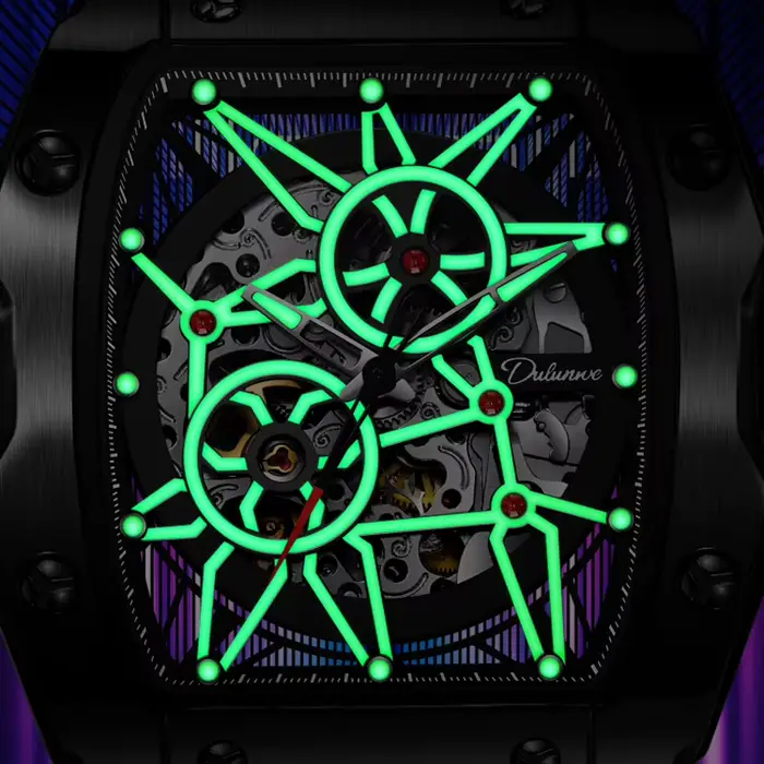 Montre mécanique automatique squelette luxueuse pour hommes résistante à l'eau et lumineuse nouvelle collection à offrir pour diverses occasions