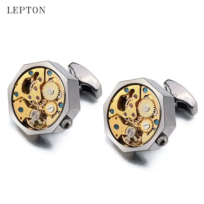 Boutons de manchette de mouvement de montre en or