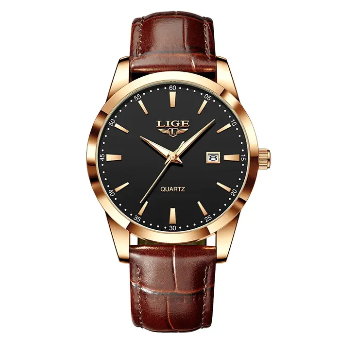 Montre en acier inoxydable et cuir pour homme style militaire élégant résistant à l'eau pour occasions spéciales