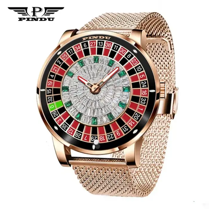 PINDU Design Montre NH35A montres mécaniques automatiques Las Vegas Roulette diamant pointeur lumineux