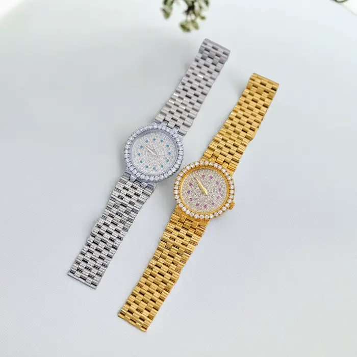 Dainty-Montre en acier inoxydable plaqué or 24 carats pour femme