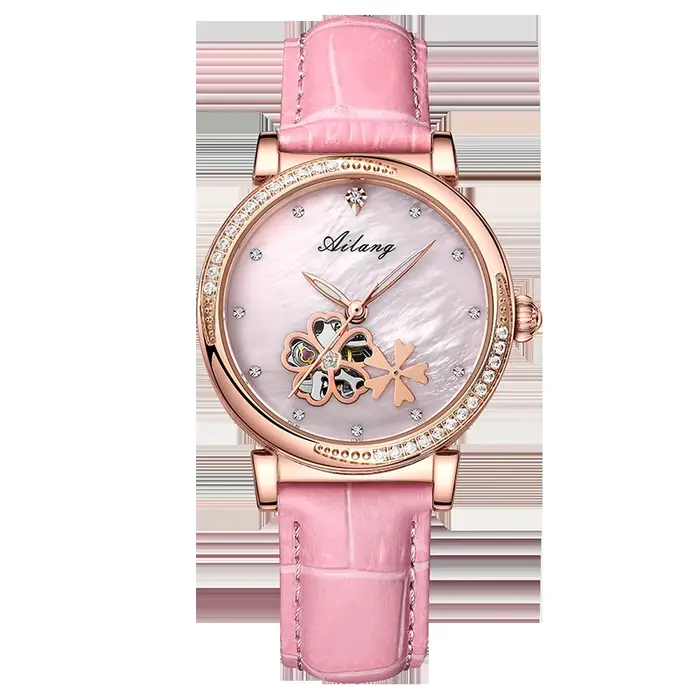 Festival du Shopping Montre Automatique Simple pour Femme Ai Lang, Design Squelette, Lunette Diamant