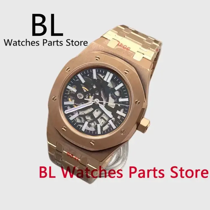BLIGER 41mm NH70 montre cadran évidé saphir cristal avec vert lumineux