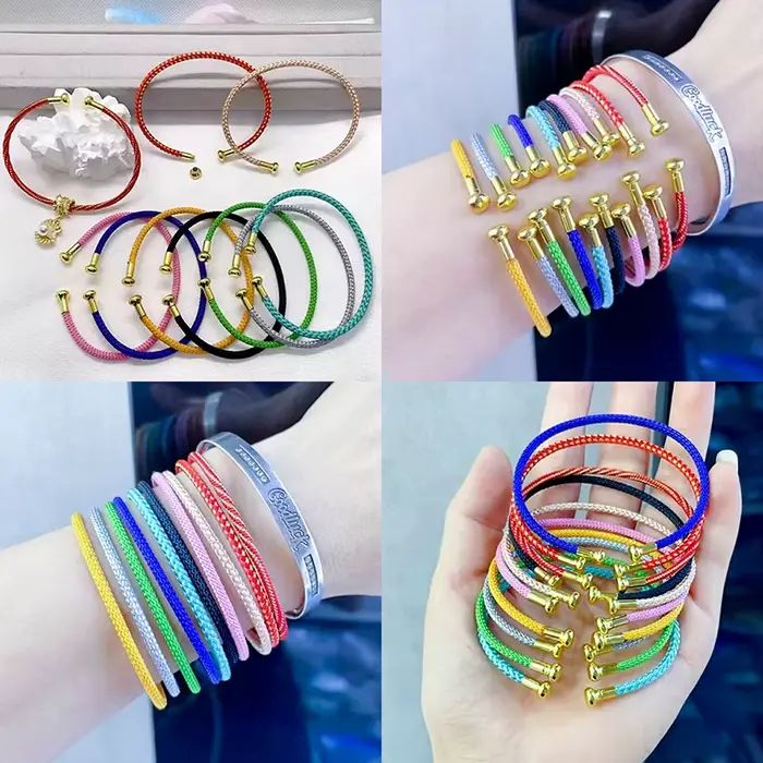 ZHUKOU fil de cuivre Bracelet à extrémité ouverte Vintage Hip Hop tissage