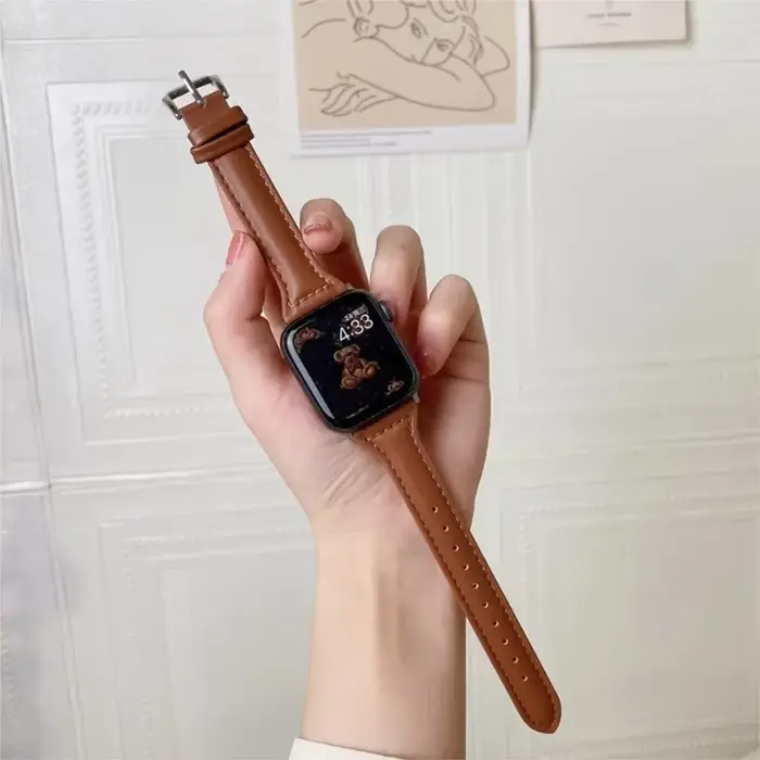 Bracelet en cuir fin pour Apple Watch 42mm 44mm 40mm 38mm, élégant et facile à utiliser, parfait pour femmes et occasions spéciales