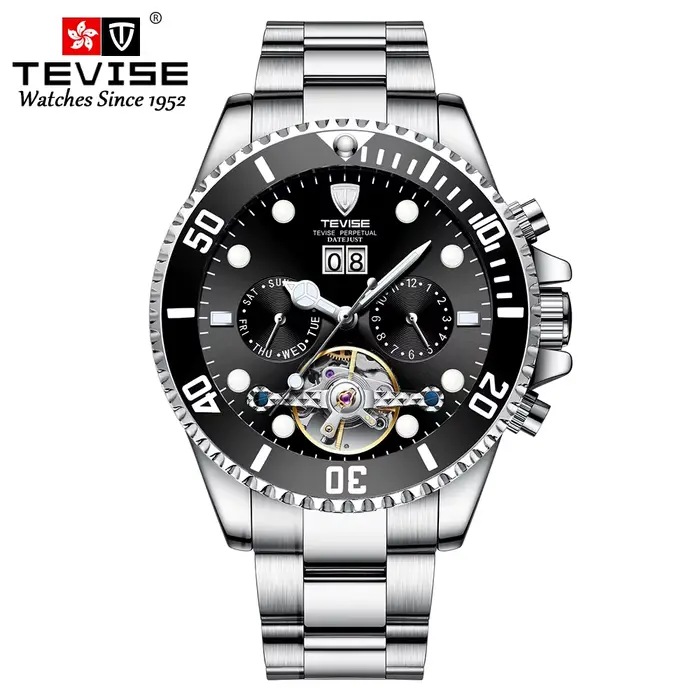 TEVISE-Montre mécanique étanche pour homme, eau verte, fantôme, calendrier, haut de gamme, simple, t
