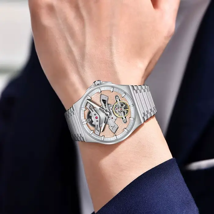 PAGANI DESIGN YS028 Tourbillon montre pour hommes verre saphir creux mécanique montre-bracelet en acier inoxydable