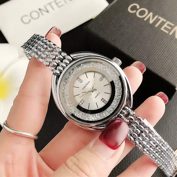 Nouvelle montre pour femmes haut de gamme de luxe en acier inoxydable cadran strass montre-bracelet résistant à l'eau