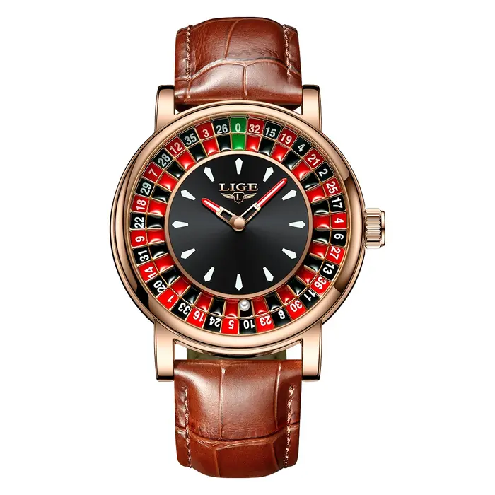 LIGE mode hommes montre cadran rotatif Las Vegas Roulette bureau thème