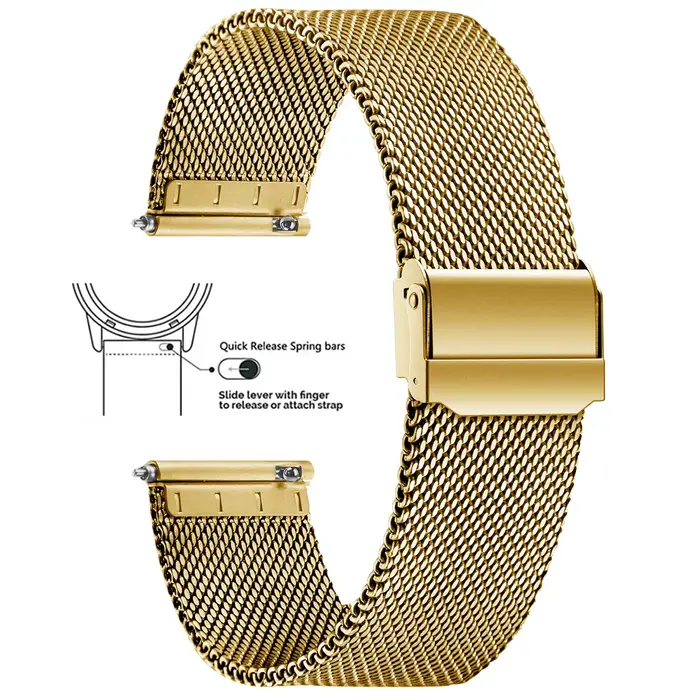 Bracelet de montre en maille d'acier inoxydable Milan, 8/10/12/13/14/15/16/17/18/19/20/21/22/24mm, b
