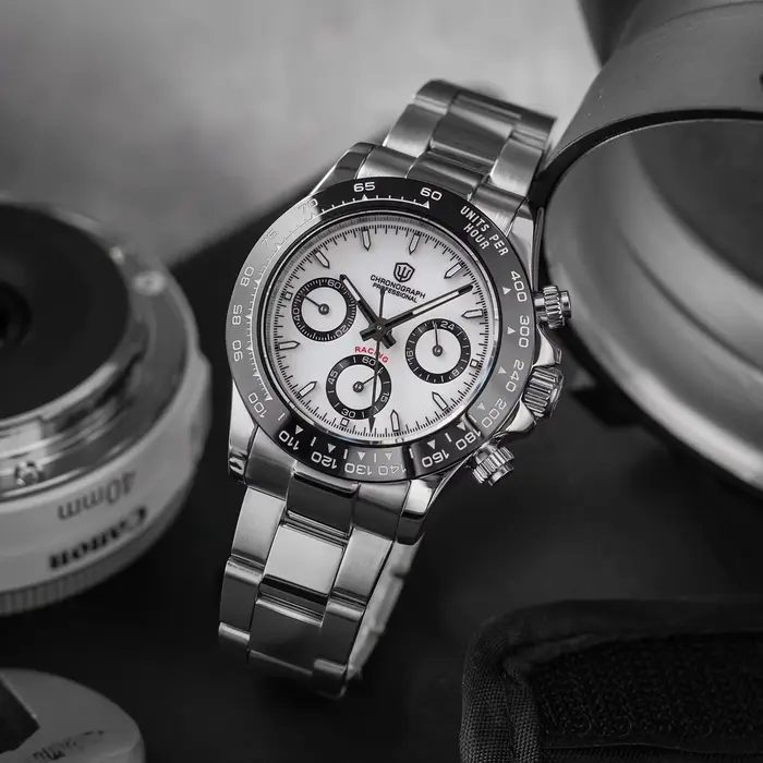 Montre en acier inoxydable avec lunette céramique lumineuse à quartz pour homme résistante à l'eau occassions spéciales plongée sport luxe