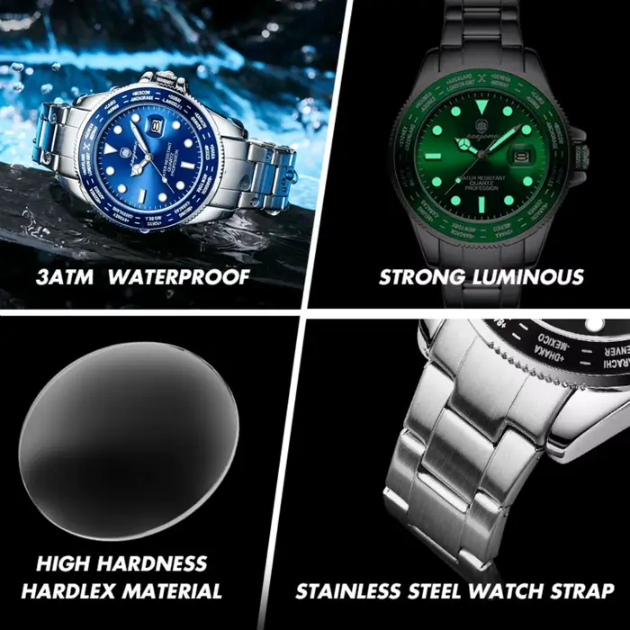 PAAZOMU Montre-bracelet de sport décontractée de luxe pour homme
