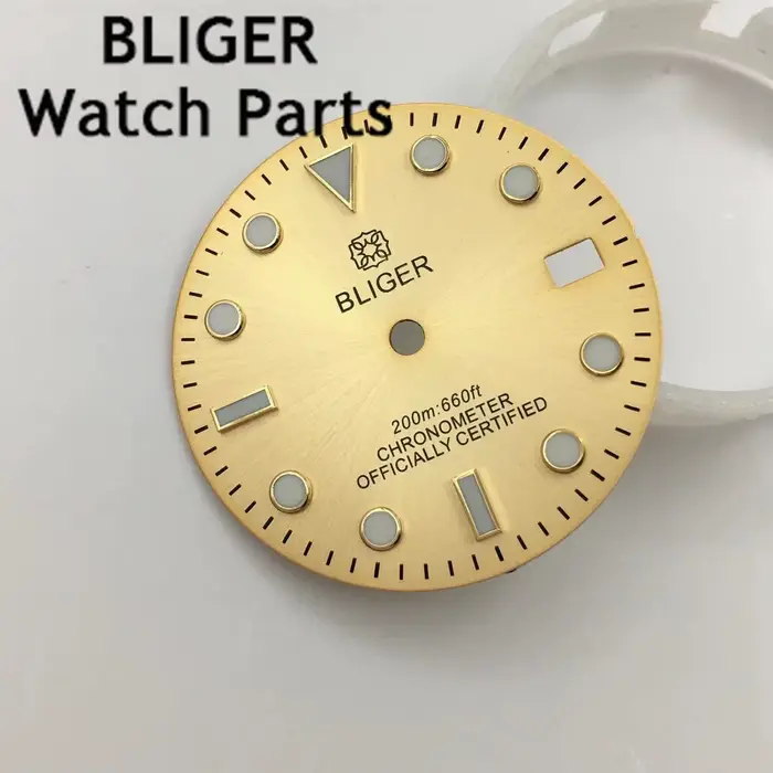 BLIGER-Cadran de Montre Shoous en Or Rose, Adapté au Mouvement NH35, 29mm