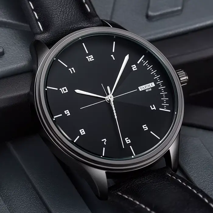 YAZOLE Top marque Montre de luxe pour hommes en cuir montres à Quartz