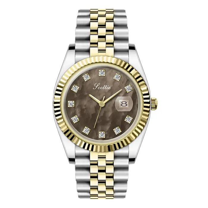 Montre à quartz pour femmes et filles, en acier inoxydable doré et argenté, montre-bracelet vintage 