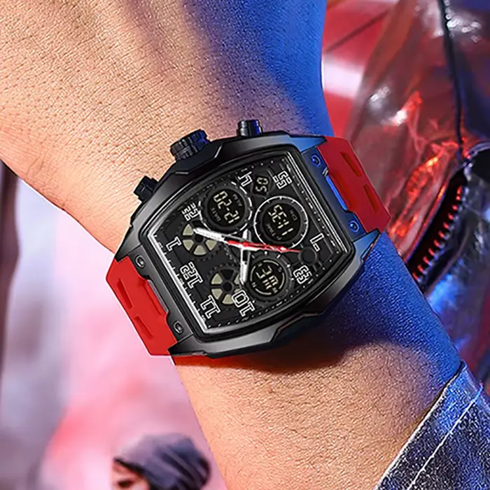 Hommes double affichage montres horloges 2025 M.A.W montres sport silicone montre-bracelet numérique quartz technologie multifonctionnelle
