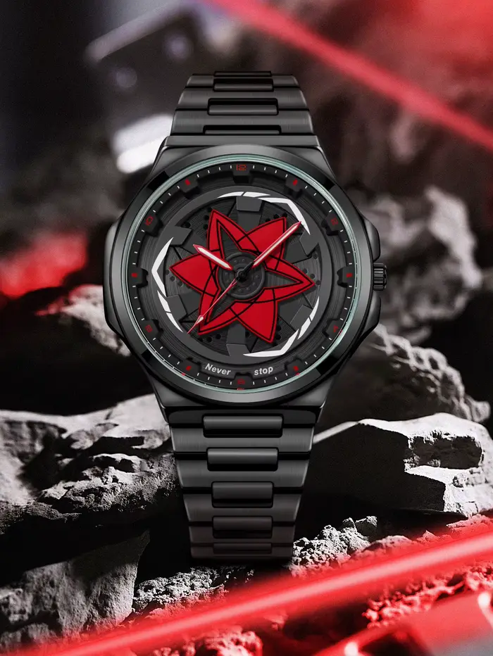 Montre à bracelet en acier pour hommes – Style Cool noir