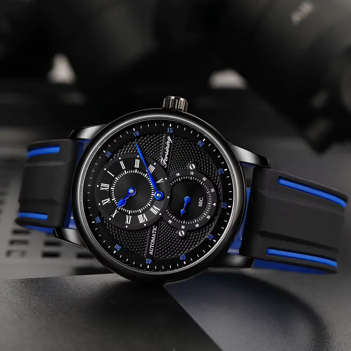 Montre mécanique à double anneau pour hommes et femmes