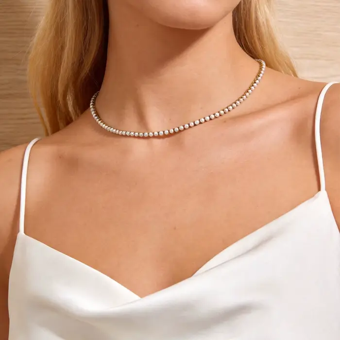 Bracelet de tennis moderne en perles pour femme