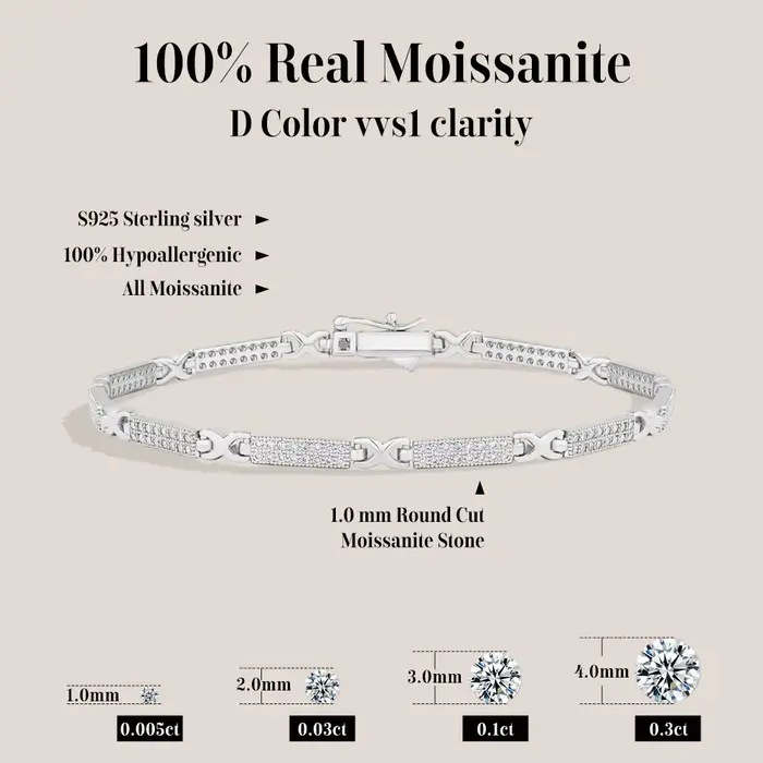 ATTAGEMS – Bracelets Moissanite éblouissants à Double rangée