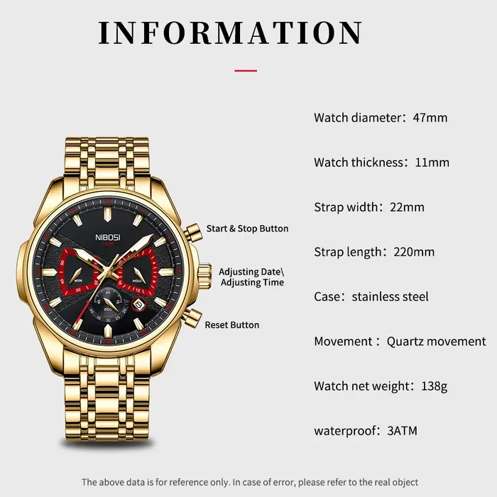 NIBOSI marque hommes montres