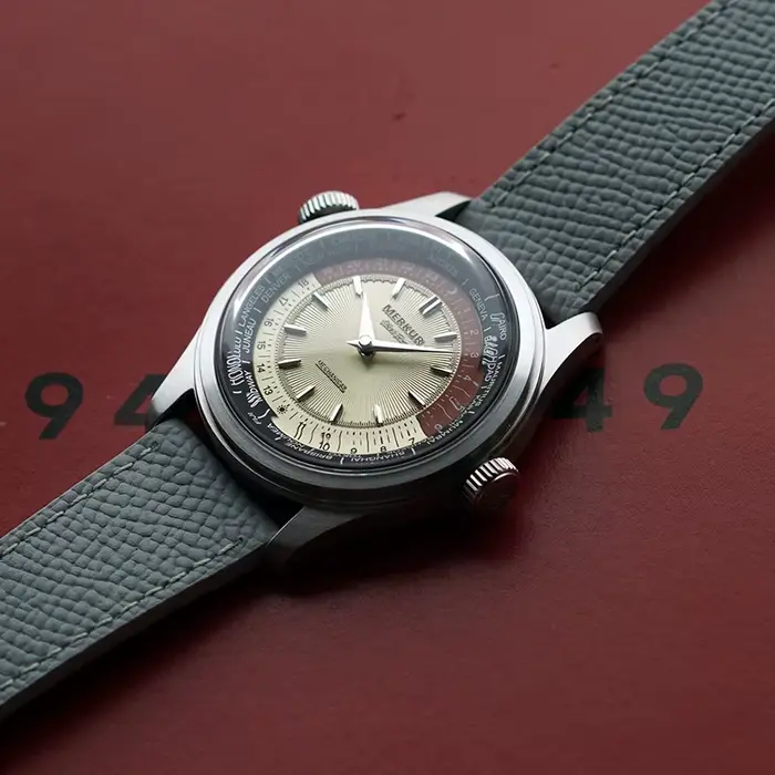 Merkur World Time montre mécanique rétro pour hommes en cuir étanche 38mm Reloj Hombre