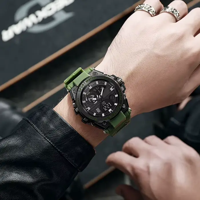 Montre électronique lumineuse LED multifonctionnelle avec double affichage, réveil et chronomètre, u