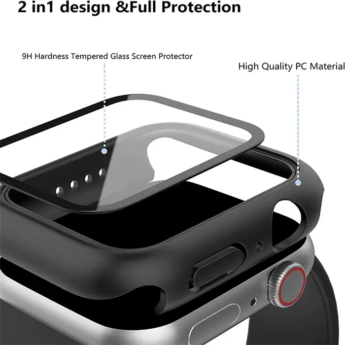 Verre trempé + étui pour Apple Watch 38mm 40mm 41mm 42mm 44mm 45mm 46mm