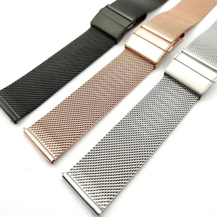 Bracelet en acier inoxydable avec boucle milanaise pour femmes et hommes pour montres occasions spéciales largeur 18mm 20mm 22mm