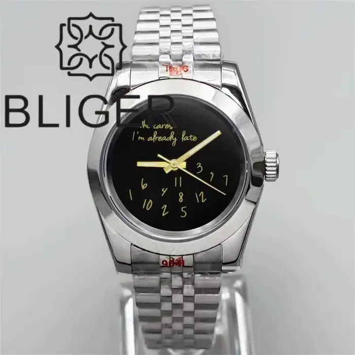 Montre pour homme avec logo personnalisé 36 mm 39 mm, cadran « Who Cares I'm Already Late », mouveme