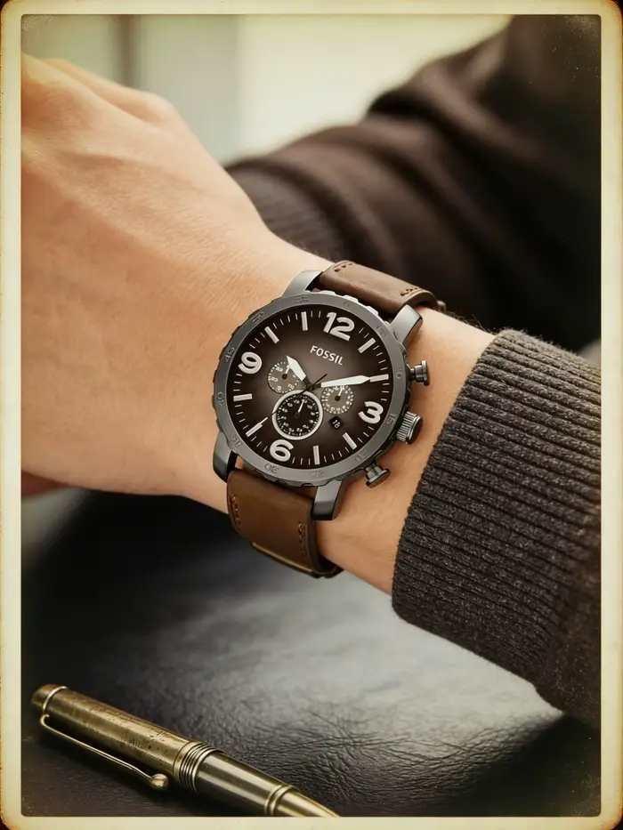 Montre chronographe surdimensionnée en acier inoxydable fumé à quartz pour homme grandes occasions spéciales et aventures