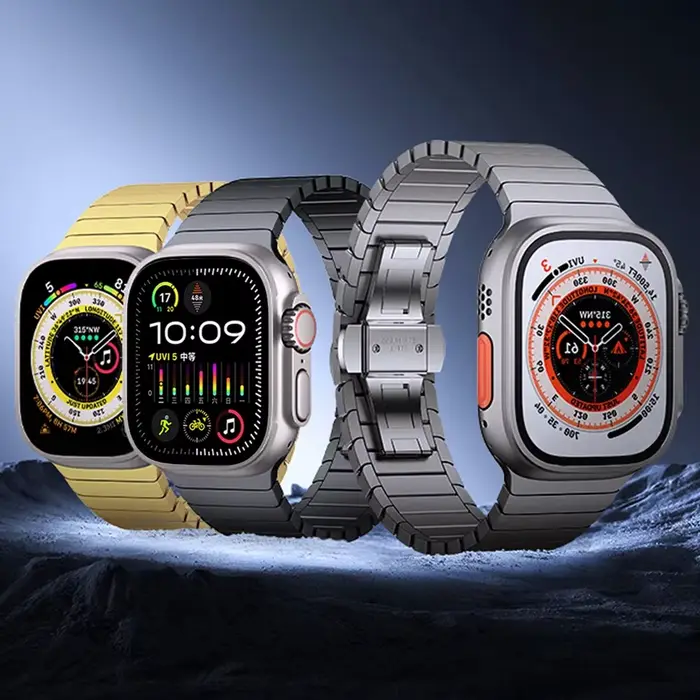 Bracelet à maillons Correa pour Apple Watch Ultra 3 2 bandes 49mm 11 10 9 8 7 6 Se 45mm 41 44