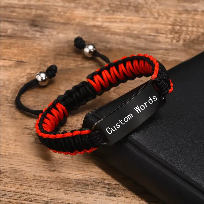 Bracelet tressé en Nylon à graver gratuitement pour hommes et garçons