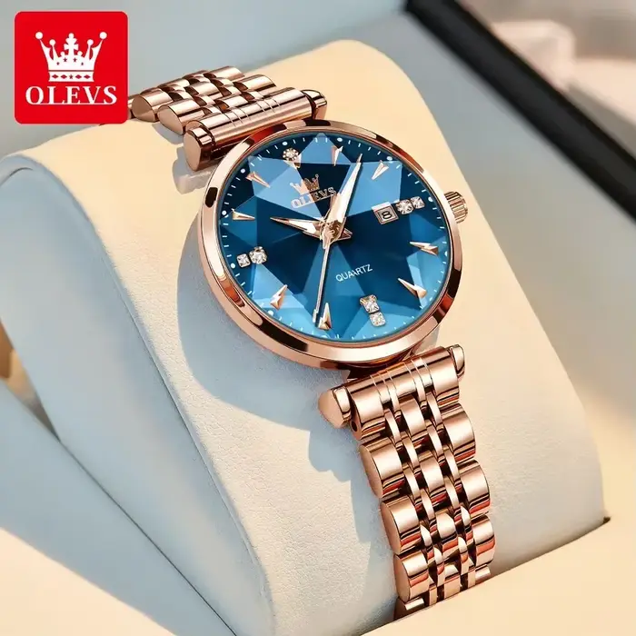 Montre OLEVS 5536 Quartz Élégante pour Femmes Occasions Spéciales Résistante à L'eau Blanc Bronze Argent