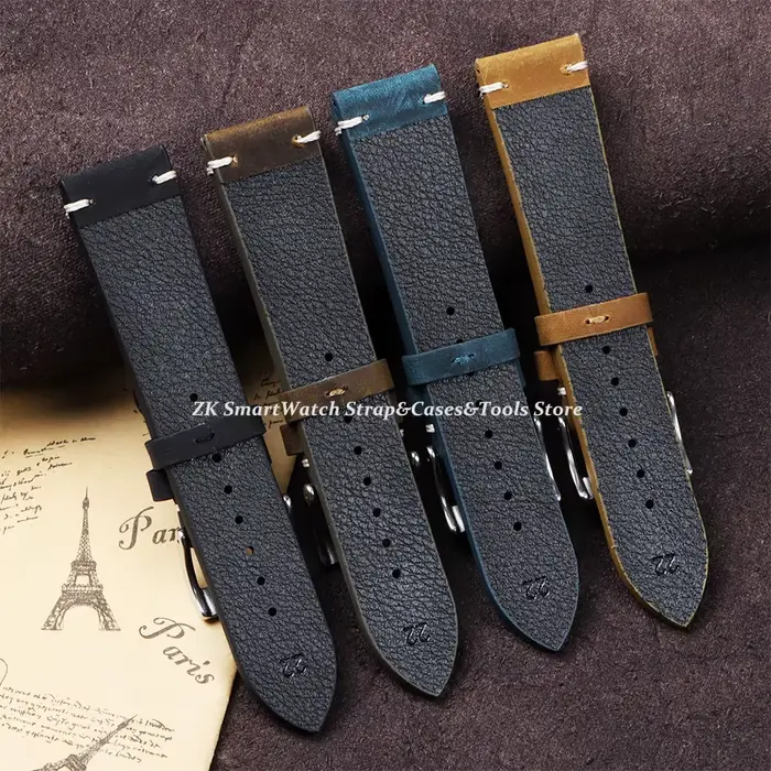 Bracelet de montre Vintage en cuir de cire d'huile pour Omega pour Seiko 18mm 20mm 21mm 22mm