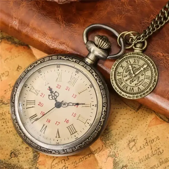 Montre De poche à Quartz rétro pour hommes et femmes, horloge ancienne à la mode, Design à visage ou