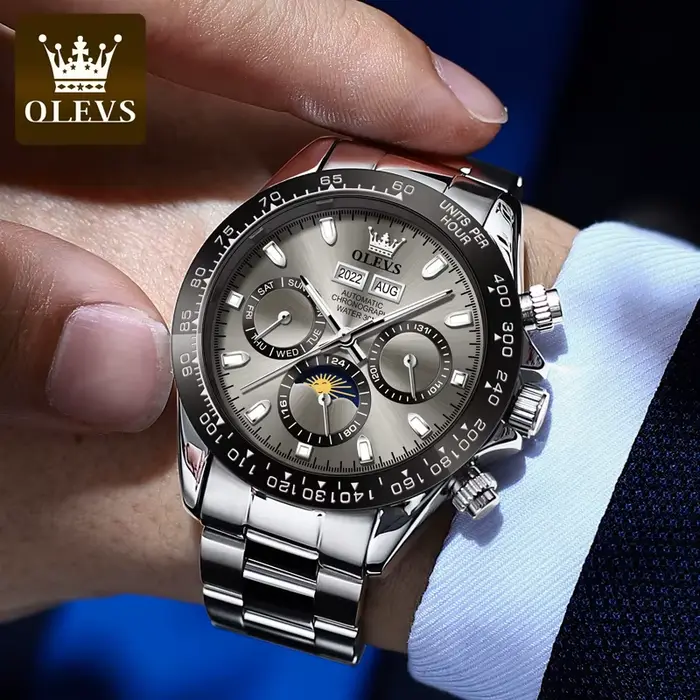 OLEVS montre mécanique automatique pour hommes TOP marque originale en acier inoxydable lumineux étanche Date homme montre-bracelet ensemble de luxe
