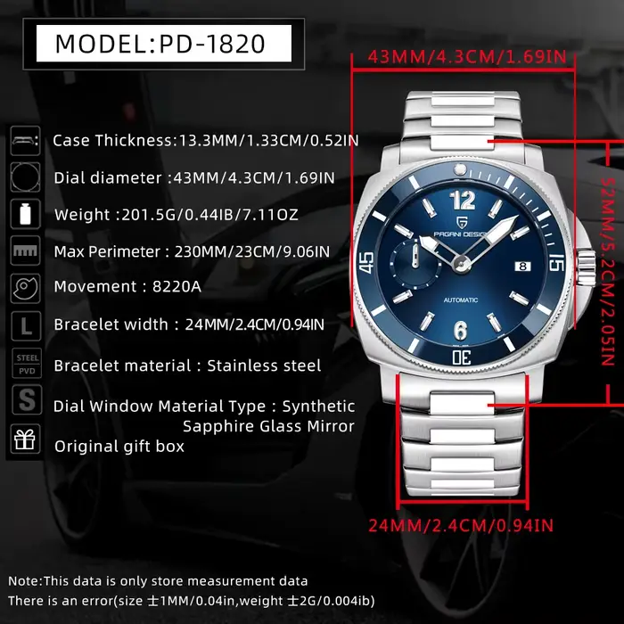 Montre Pagani Design 43mm Céramique Automatique pour Hommes Édition Limitée Occasions Spéciales Robuste et Élégante