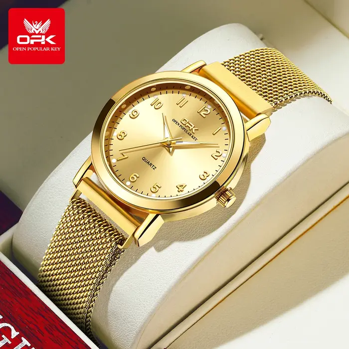 OPK 8115 montre pour femme Simple mode originale montre-bracelet à Quartz en acier inoxydable maille bracelet