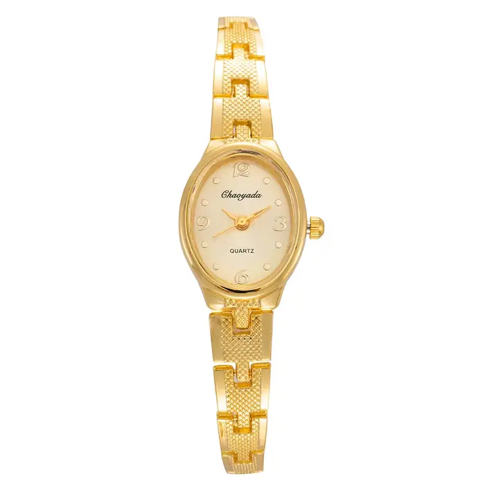 Montre en or JBAILI pour femme élégante avec cadran ovale mouvement quartz occasion spéciale cadeau