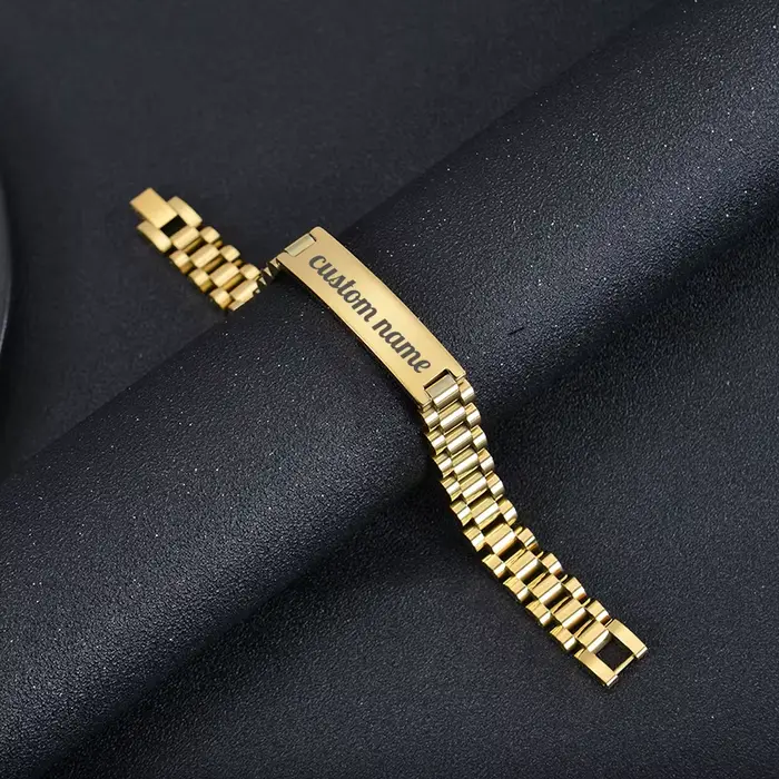 Bracelets d'identification personnalisables en acier inoxydable pour hommes – Plaque nominative gravée sur mesure