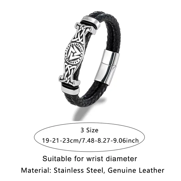 Bracelet multicouche en cuir véritable pour hommes